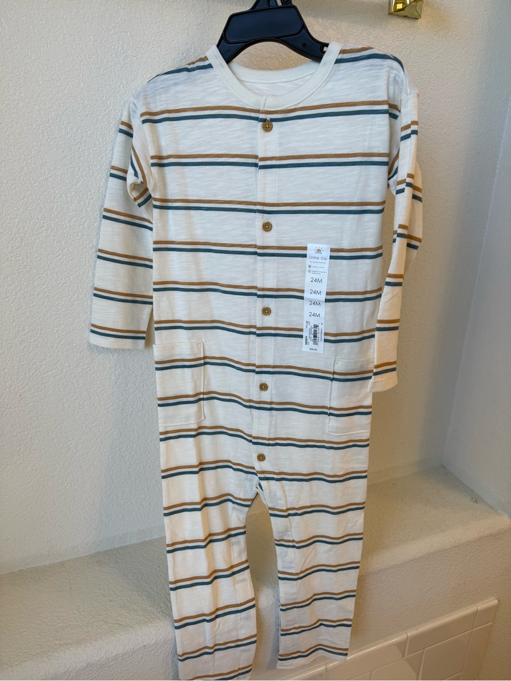 NWT! Little Co. button up onsie 100% cotton